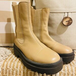 Women’s  Sam Edelman Laguna Chelsea Sesame Leather Waterproof Boots Size 7.5